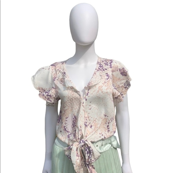 💋NWT Vintage Havana Flutter Sleeve Pull Over Ruffle Crop Top - Picture 3 of 16